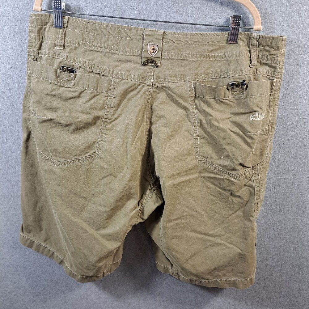 Kühl Mens Cargo Shorts 38 Tan Cotton/Nylon Outdoor Khaki 10.5" Inseam Flat Front - Picture 2 of 15